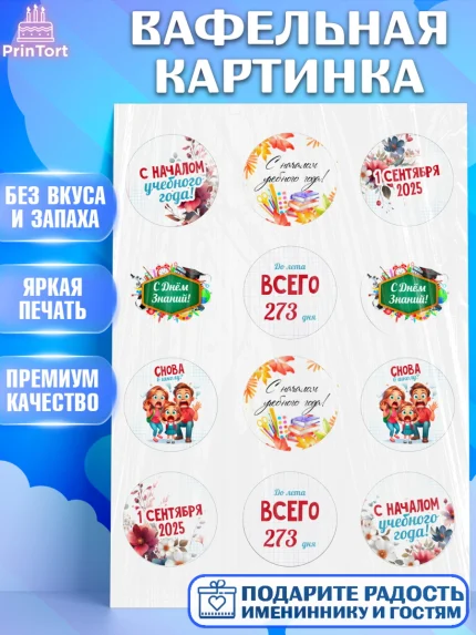 Вафельная картинка, 1 сентября, День знаний, снова в школу, первый раз в первый класс, арт. PT220127