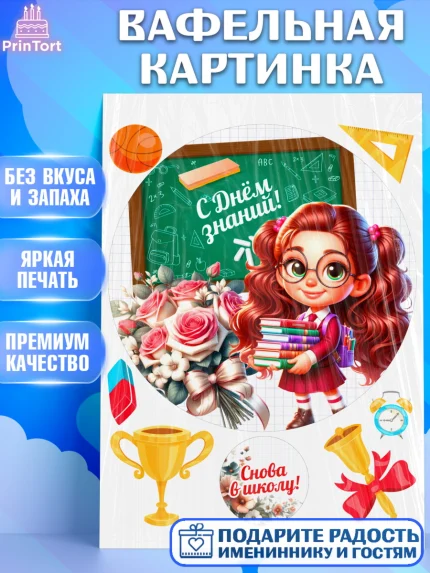 Вафельная картинка, 1 сентября, День знаний, снова в школу, первый раз в первый класс, арт. PT220130