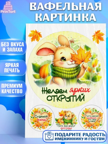 Вафельная картинка, День рождения, осень, осенняя пора, листья, девочка, осенние листья, арт. PT220218