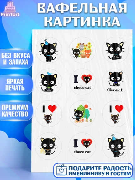 Вафельная картинка, Чококэт, Hello Kitty, Keroppi, Mimmy, Kuromi, Chokokat, My melody, Девочка, арт. PT220761