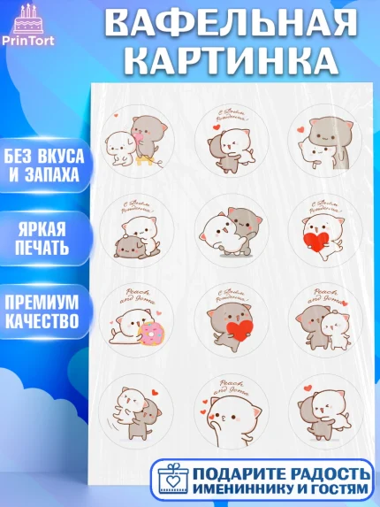 Вафельная картинка, Герои Пич и Гома, Пич и Гома, Peach and Goma, Девочка, День рождения, арт. PT220778
