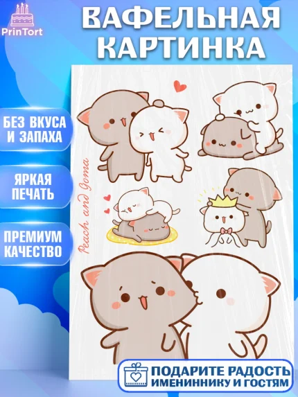 Вафельная картинка, Герои Пич и Гома, Пич и Гома, Peach and Goma, Девочка, День рождения, арт. PT220782