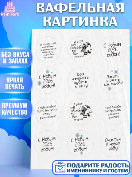 Вафельная картинка, Новый год, 2026, Новый год2026, Лошадь, лошадка, год лошади, Девочка, арт. PT221079