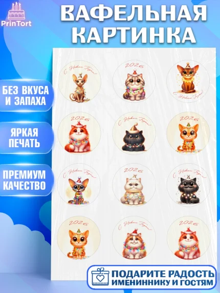 Вафельная картинка, Новый год, 2026, лошадь, лошадка, Ёлка, год лошади, новогодние игрушки, звери, арт. PT221917