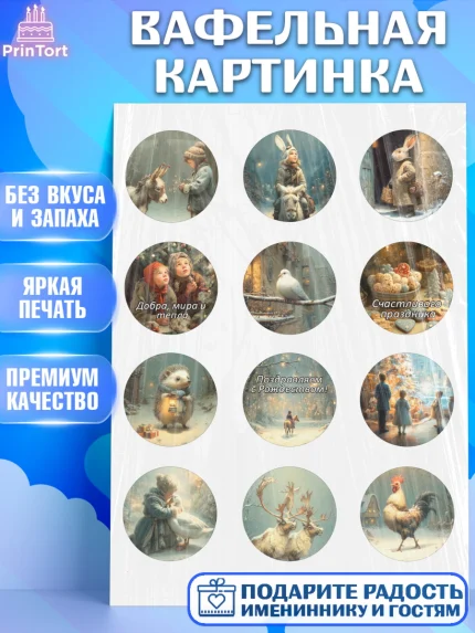 Вафельная картинка, Рождество, Рождество Христово, 7 января, рождественские подарки, арт. PT222099