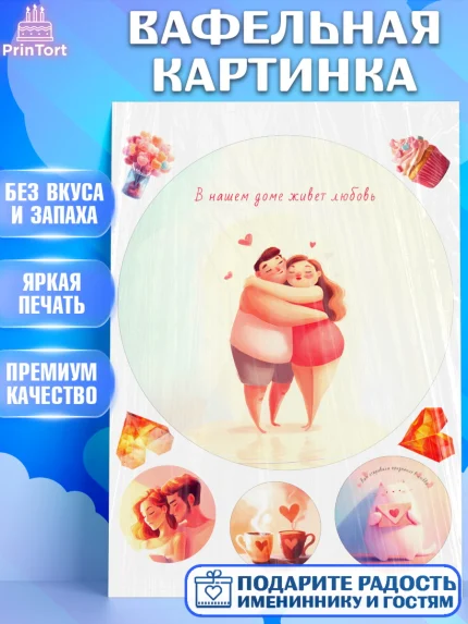 Вафельная картинка, День Влюбленных, День Святого Валентина, день всех влюбленных, влюбленные, арт. PT222108