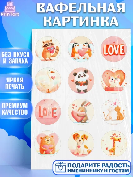 Вафельная картинка, День Влюбленных, День Святого Валентина, день всех влюбленных, влюбленные, арт. PT222110