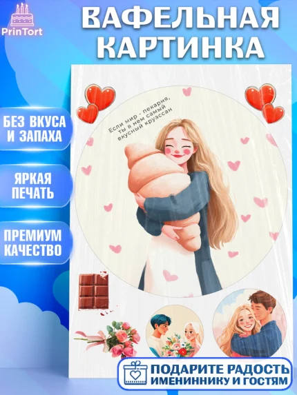 Вафельная картинка, День Влюбленных, День Святого Валентина, день всех влюбленных, влюбленные, арт. PT222116
