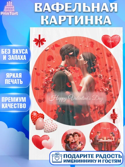 Вафельная картинка, День Влюбленных, День Святого Валентина, день всех влюбленных, влюбленные, арт. PT222121