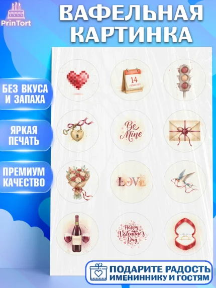 Вафельная картинка, День Влюбленных, любовь, пара, сердце, Love, 14 февраля, день Влюблённых, арт. PT222393