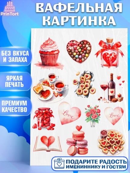 Вафельная картинка, День Влюбленных, любовь, пара, сердце, Love, 14 февраля, день Влюблённых, арт. PT222395