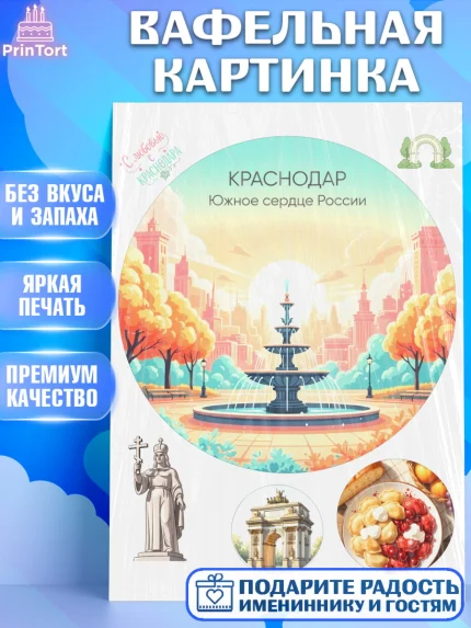 Вафельная картинка, Краснодар, город Краснодар, я люблю Краснодар, привет из Краснодара, арт. PT222492