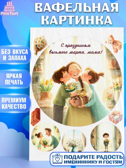 Вафельная картинка, 8 марта, женский день, международный женский день, цветы, духи, мама, женщина, арт. PT222534
