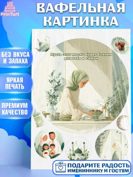 Вафельная картинка, Рамадан, молитва, Коран, мусульмане, финики, изюм, сухур, Ramadan, Девочка, арт. PT222651