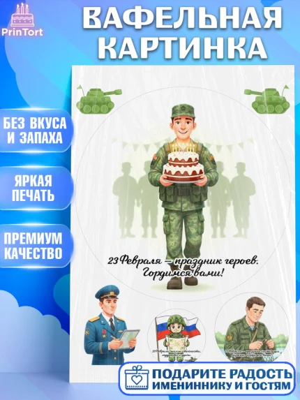 Вафельная картинка, 23 февраля, День защитника отечества, военный, мужчина, танк, самолет, фуражка, арт. PT222750