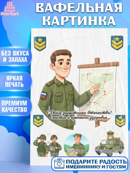 Вафельная картинка, 23 февраля, День защитника отечества, военный, мужчина, танк, самолет, фуражка, арт. PT222753