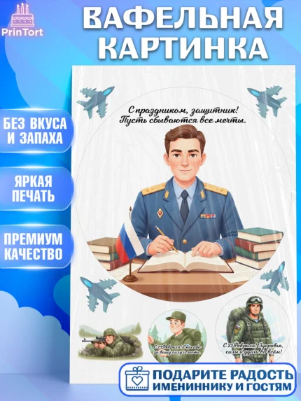 Вафельная картинка, 23 февраля, День защитника отечества, военный, мужчина, танк, самолет, фуражка, арт. PT222756