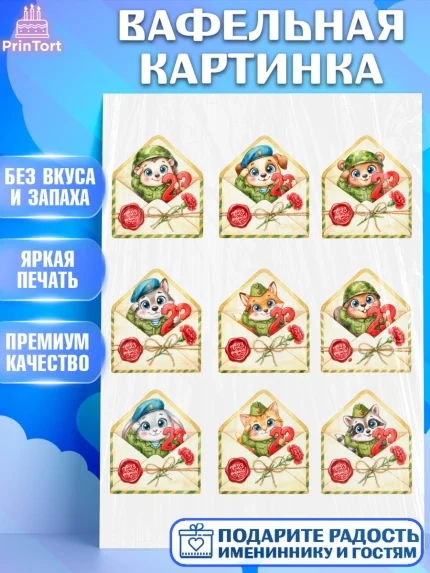 Вафельная картинка, 23 февраля, День защитника отечества, военный, мужчина, танк, самолет, фуражка, арт. PT222762