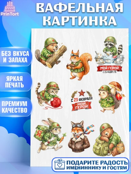 Вафельная картинка, 23 февраля, День защитника отечества, военный, мужчина, танк, самолет, фуражка, арт. PT222771