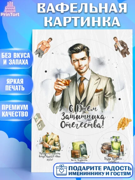 Вафельная картинка, 23 февраля, День защитника отечества, военный, мужчина, танк, самолет, фуражка, арт. PT222806