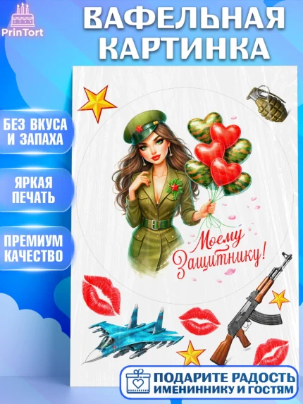 Вафельная картинка, 23 февраля, День защитника отечества, военный, мужчина, танк, самолет, фуражка, арт. PT222815