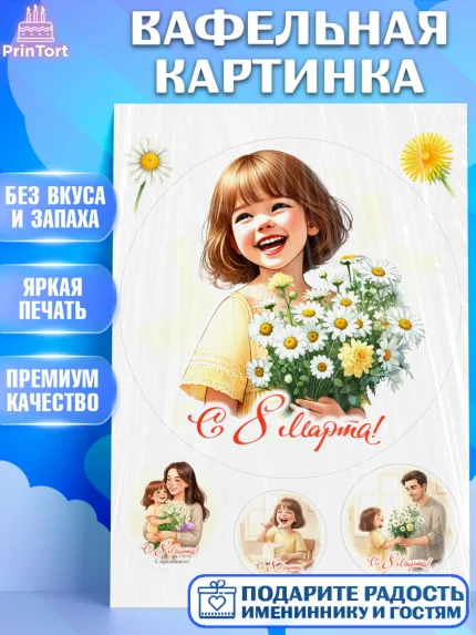 Вафельная картинка, 8 марта, женский день, международный женский день, цветы, духи, День 8 марта, арт. PT222875