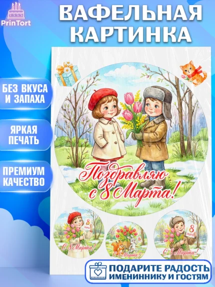 Вафельная картинка, 8 марта, женский день, международный женский день, цветы, духи, День 8 марта, арт. PT222876