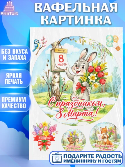 Вафельная картинка, 8 марта, женский день, международный женский день, цветы, духи, День 8 марта, арт. PT222877