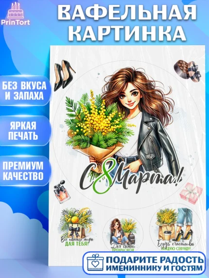 Вафельная картинка, 8 марта, женский день, международный женский день, цветы, духи, День 8 марта, арт. PT222892