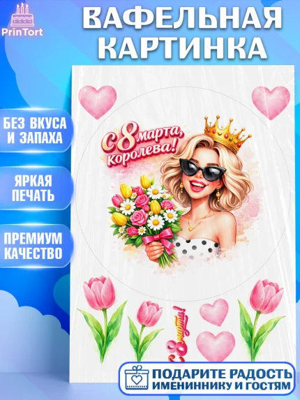 Вафельная картинка, 8 марта, женский день, международный женский день, цветы, духи, День 8 марта, арт. PT222907