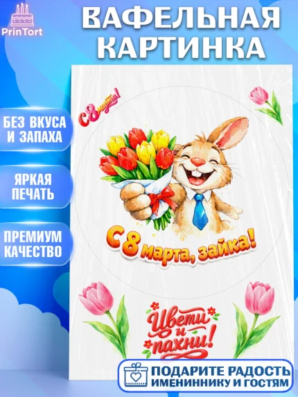 Вафельная картинка, 8 марта, женский день, международный женский день, цветы, духи, День 8 марта, арт. PT222933
