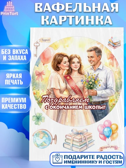 Вафельная картинка, Последний звонок, Поздравления с последним звонком, Школа, Выпускники, арт. PT222961