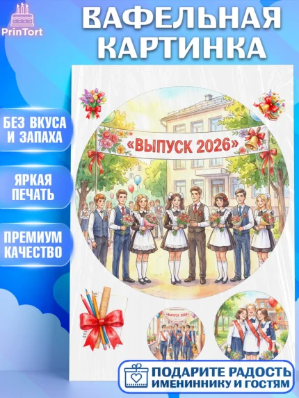 Вафельная картинка, Последний звонок 2026, Поздравления с последним звонком 2026, Школа, Выпускники, арт. PT222980