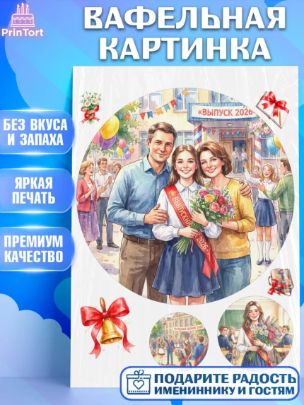Вафельная картинка, Последний звонок 2026, Поздравления с последним звонком 2026, Школа, Выпускники, арт. PT222981
