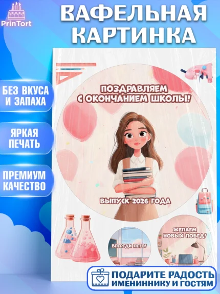 Вафельная картинка, Последний звонок 2026, Поздравления с последним звонком 2026, Школа, Выпускники, арт. PT222985