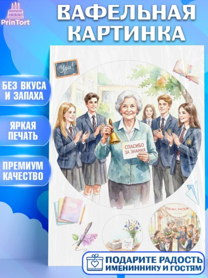 Вафельная картинка, Подарок учителю, Последний звонок, поздравления учителя. Спасибо, учитель!, арт. PT222998