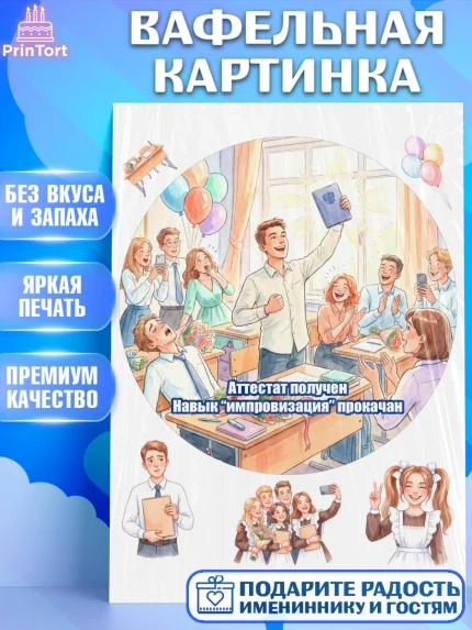 Вафельная картинка, Последний звонок, Школа, Выпускники, Мальчик, Выпускной в школе, арт. PT223010