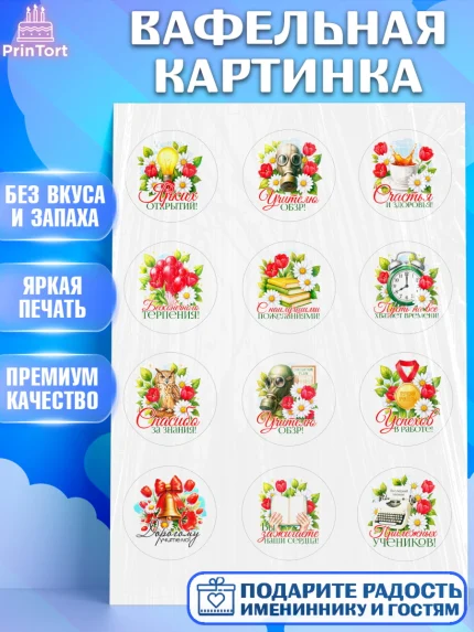 Вафельная картинка, Подарок учителю, Поздравления учителю. Выпускной в школе. Последний звонок., арт. PT223132