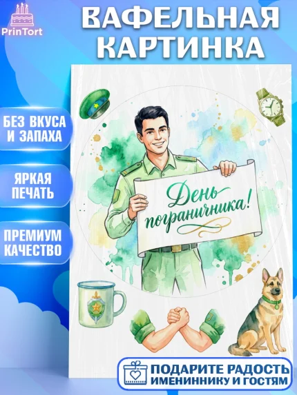Вафельная картинка, День Пограничника, Поздравление с Днем Пограничника, Мужчина, арт. PT223175