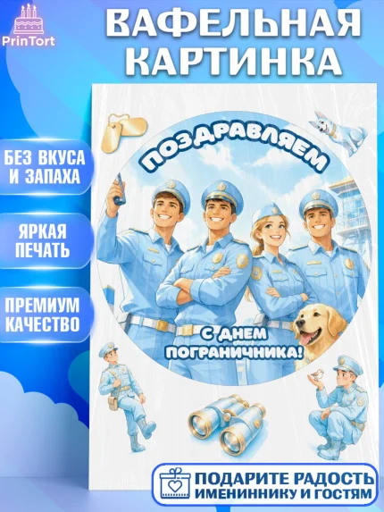 Вафельная картинка, День Пограничника, Поздравление с Днем Пограничника, Девушка, арт. PT223181
