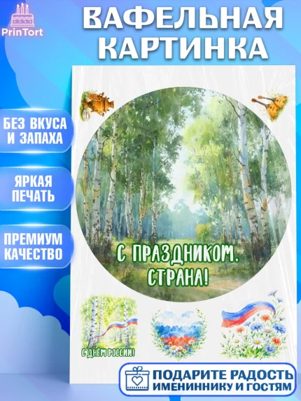 Вафельная картинка, День России, Поздравление с Днем России, Девушка, арт. PT223192