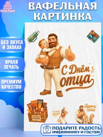Вафельная картинка, День Отца, Поздравление с Днем Отца, Мужчина, арт. PT223358