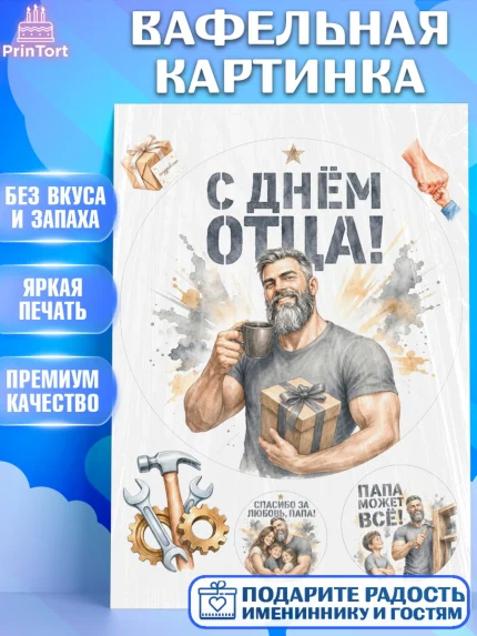 Вафельная картинка, День Отца, Поздравление с Днем Отца, Мужчина, арт. PT223361