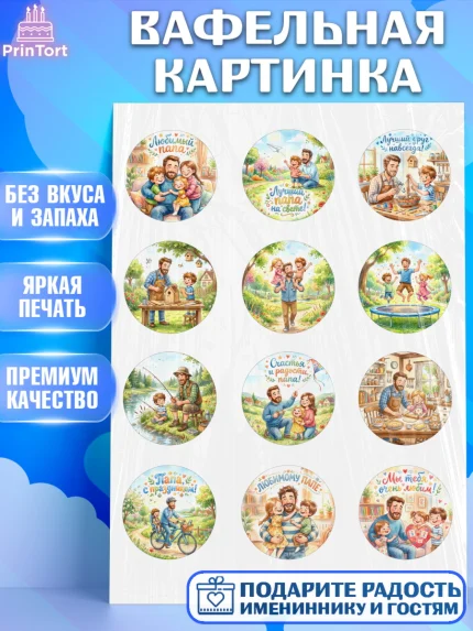 Вафельная картинка, Поздравление папе, Поздравление папы. Поздравление отца. Подарок папе, Мужчина, арт. PT223401