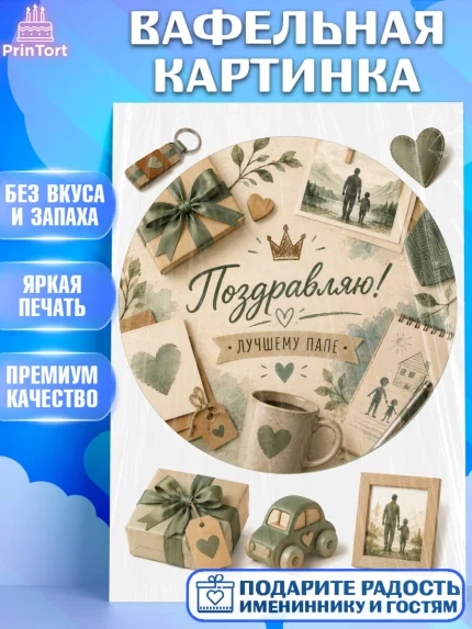Вафельная картинка, Поздравление папе, Поздравление папы. Поздравление отца. Подарок папе, Мужчина, арт. PT223407