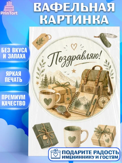 Вафельная картинка, Поздравление папе, Поздравление папы. Поздравление отца. Подарок папе, Мужчина, арт. PT223409