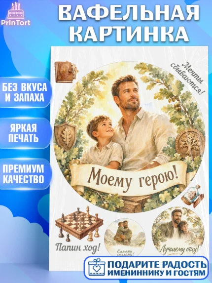 Вафельная картинка, Поздравление папе, Поздравление папы. Поздравление отца. Подарок папе, Мужчина, арт. PT223417