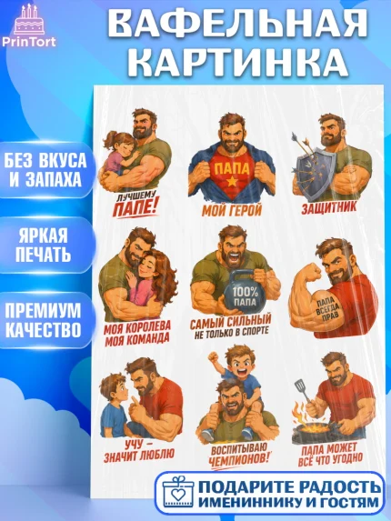Вафельная картинка, Поздравление папе, Поздравление папы. Поздравление отца. Подарок папе, Мужчина, арт. PT223419