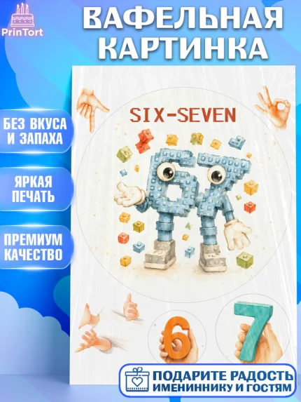 Вафельная картинка, 67 шесьдесят-семь, Мем 67 six-seven, Девочка, Без конкретного повода, арт. PT223429