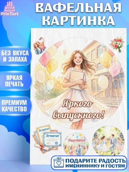 Вафельная картинка, Выпускной в школе, арт. PT223456
